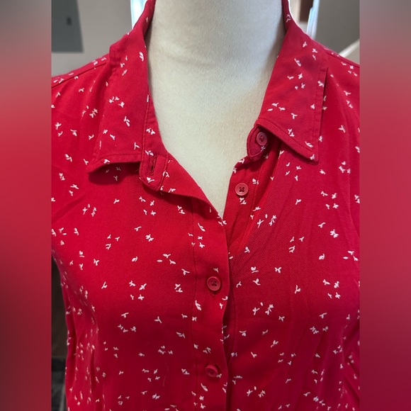 NWT Red Button Down Sleeveless Dress with Side Tie Size L Amazon Essentials - Picture 5 of 7